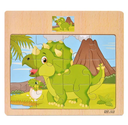12/9 PCS Puzzles Wooden Kids Baby Wood Cartoon Toys