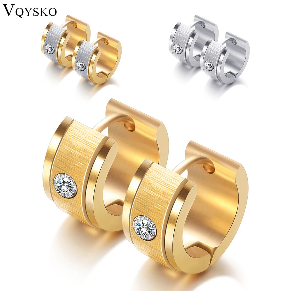 Stainless Steel Zircon Crystal hoop Earrings