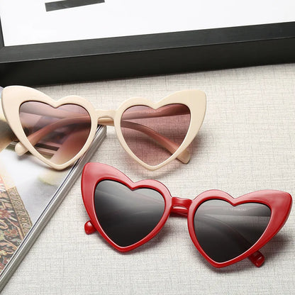 Love Heart Cat Eye Vintage Red Heart Shape Sun Glasses