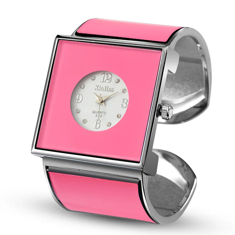 Big Stainless Steel Bracelet Luxury Crystal Watch
