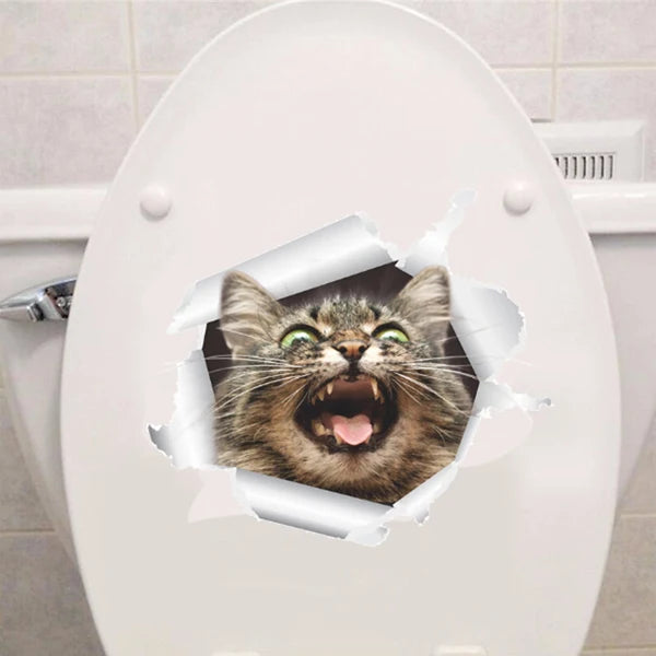 Cute Cats 3D Wall Sticker Hole View