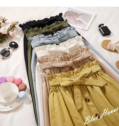 Falda midi coreana elegante de talle alto