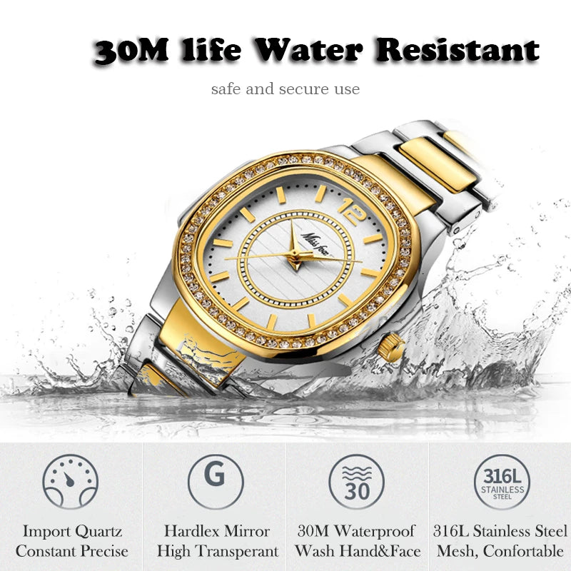 Luxury Quartz Diamond Gold Watch
