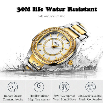 Luxury Quartz Diamond Gold Watch