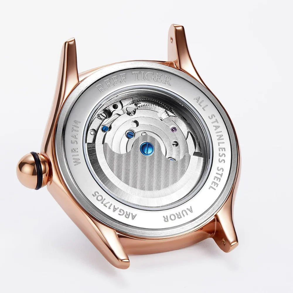 Luxury Diamond Automatic Tourbillon Leather Strap Watch
