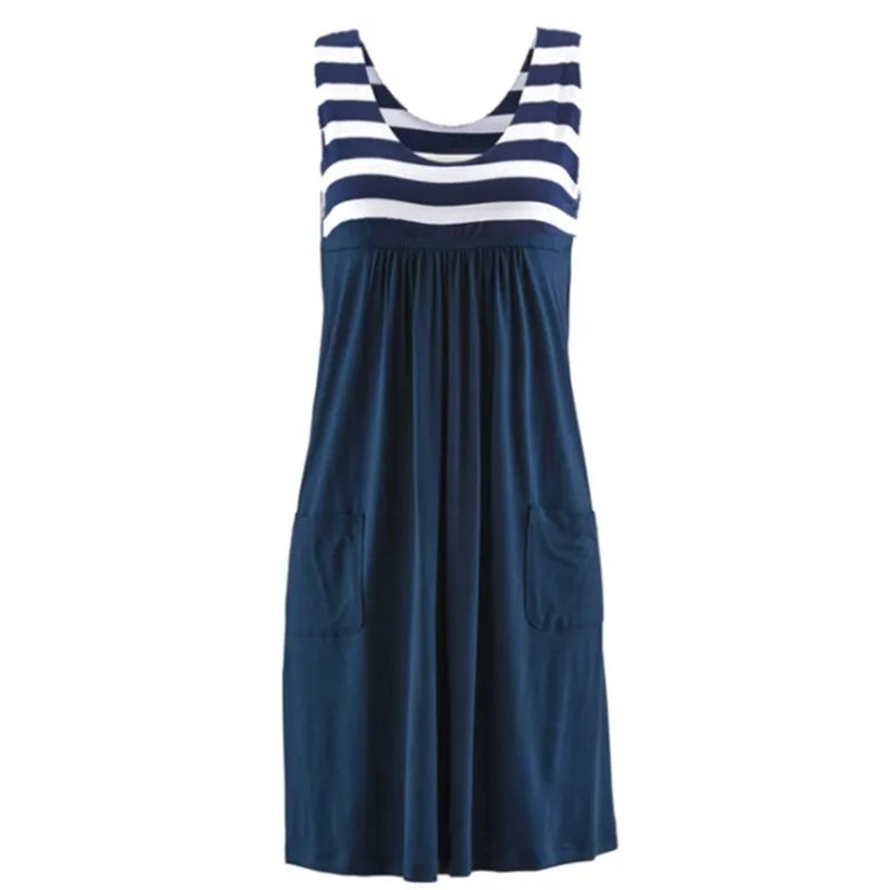 Striped loose sleeveless dress