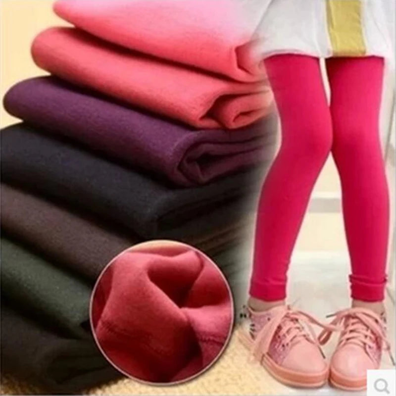 Autumn Winter Girls Leggings Plus Velvet To Keep Warm Candy Colors Leggings