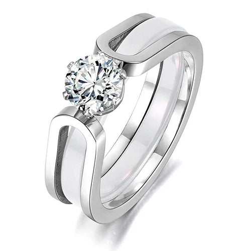 DANA 2 layers Ceramic Crystal Zircon Ring