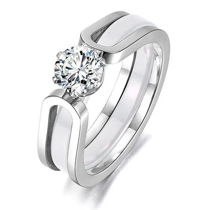 DANA 2 layers Ceramic Crystal Zircon Ring