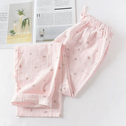 Cotton Double Gauze Thin Sleep Pants Sleep Pyjamas
