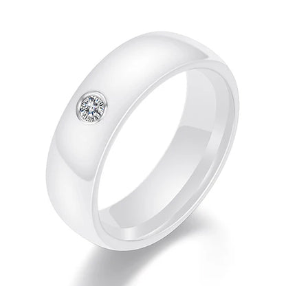 Black White Colorful Ceramic With Big Crystal Ring