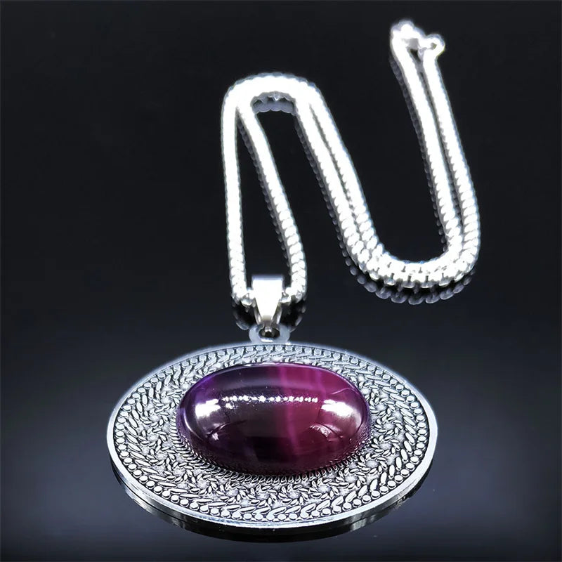 Stainless Steel Bohemia Natural Stone Vintage Necklaces