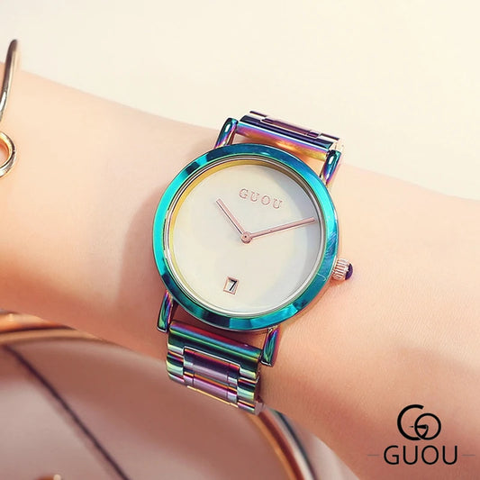 Luxury Stainless Steel Colorful Straps Purple Watches
