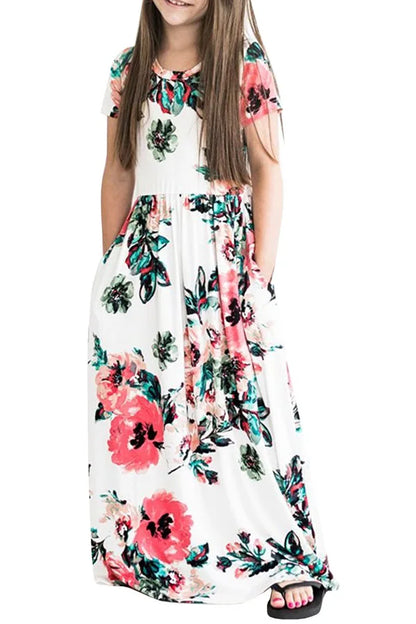 Baby Girl Striped Print Long Dress Toddler Bohemian Flower Dress