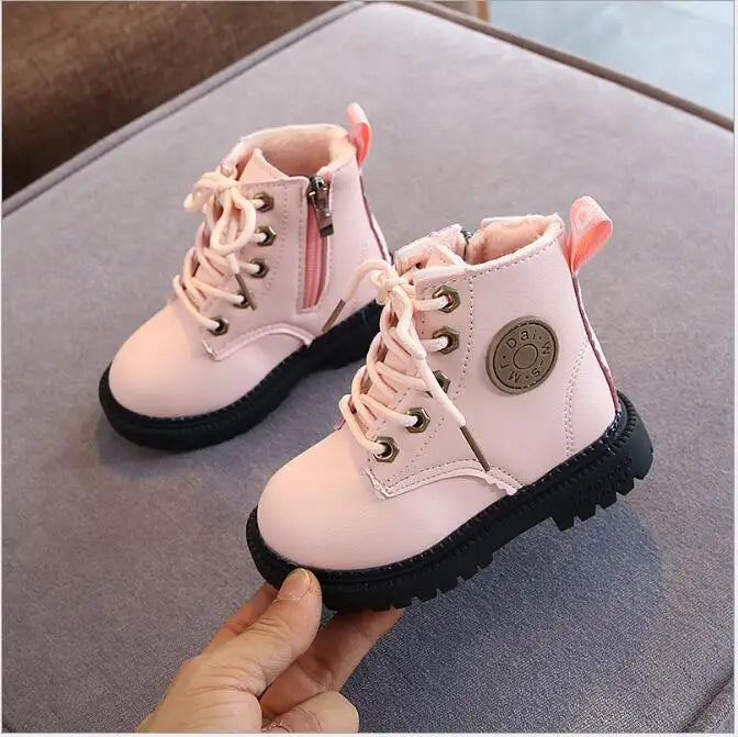 Boys Girls Leather Waterproof Non-slip  Boots