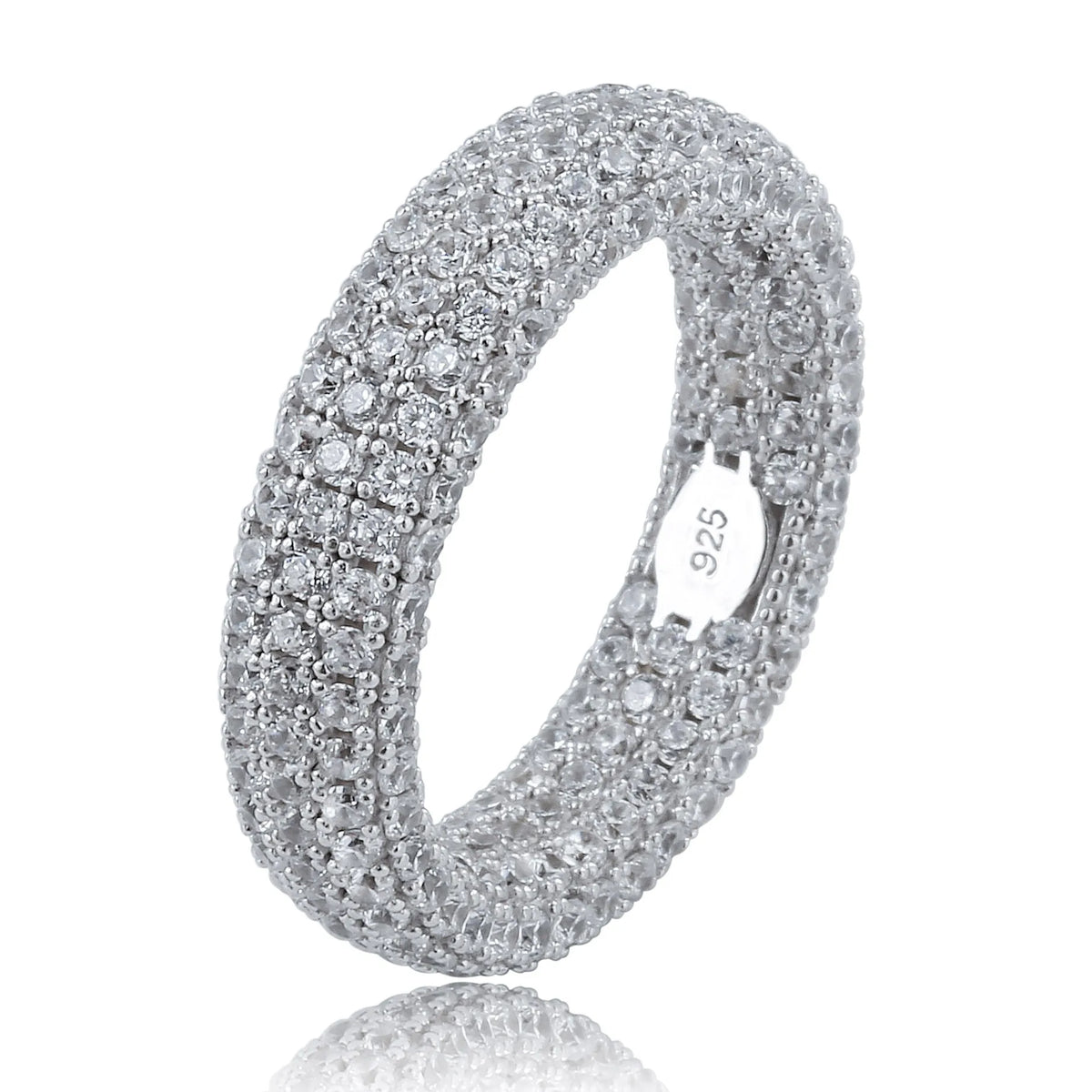 925 Sterling Silver Stamp Full Iced Out Cubic Zirconia Rings