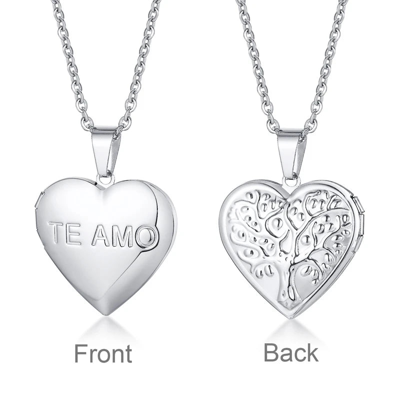 Photo Frame Glossy Stainless Steel Necklaces