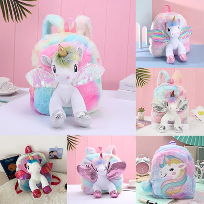 Cartoon School Book Bag Cute 3D Fur Backpacks