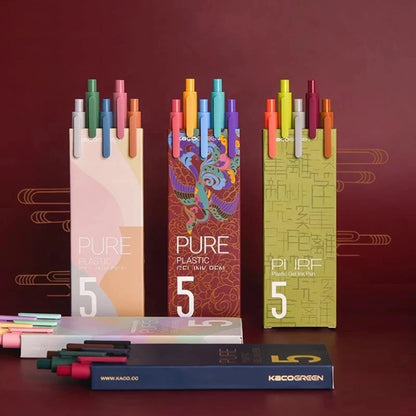 5Pcs/Pack Kaco Gel Pen Kawaii Push Sign Pens with Refill for Gel Pen
