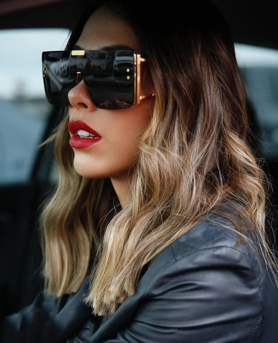 Oversized Luxury Retro One Lens Sunglasses