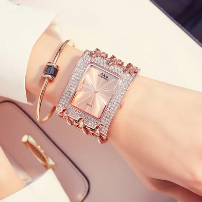 Three Chain Rhinestone Quartz Wrist Watches