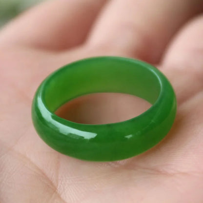 Genuine Green Hetian Jade Natural Stone Rings