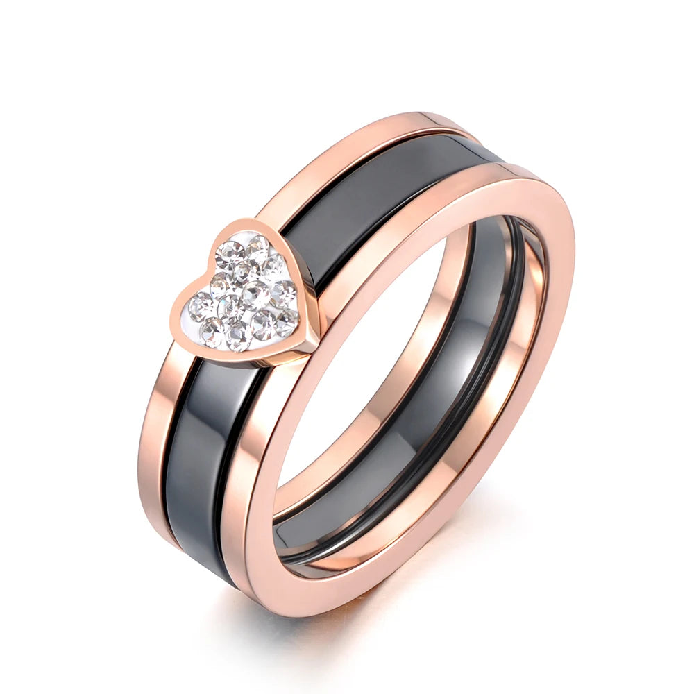 Titanium Stainless Steel Ceramic Crystal Rings