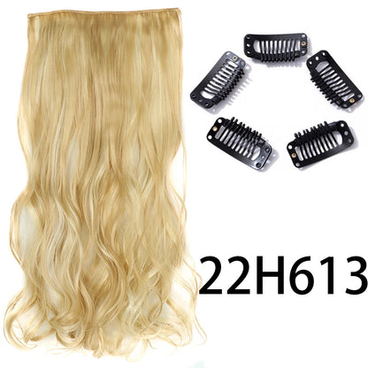 Synthetic Long Straight Clip In One Piece Hair Extension 5 Clips Fake Hair