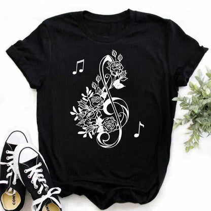 Funny Music Art Short Sleeves Black T-shirt
