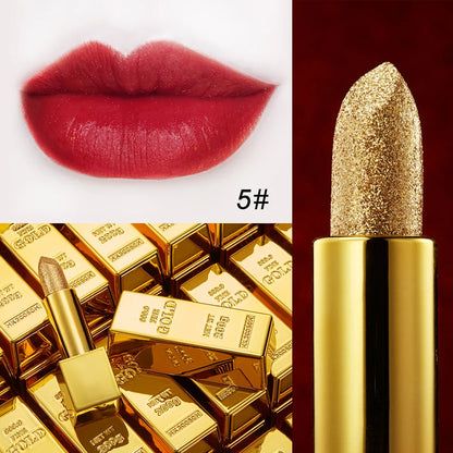 Glitter Lipstick Moisturizing Makeup Velvet Matte Gold Lipstick