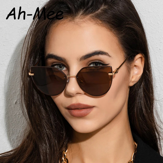 Cat Eye Vintage Rimless Sun Glasses