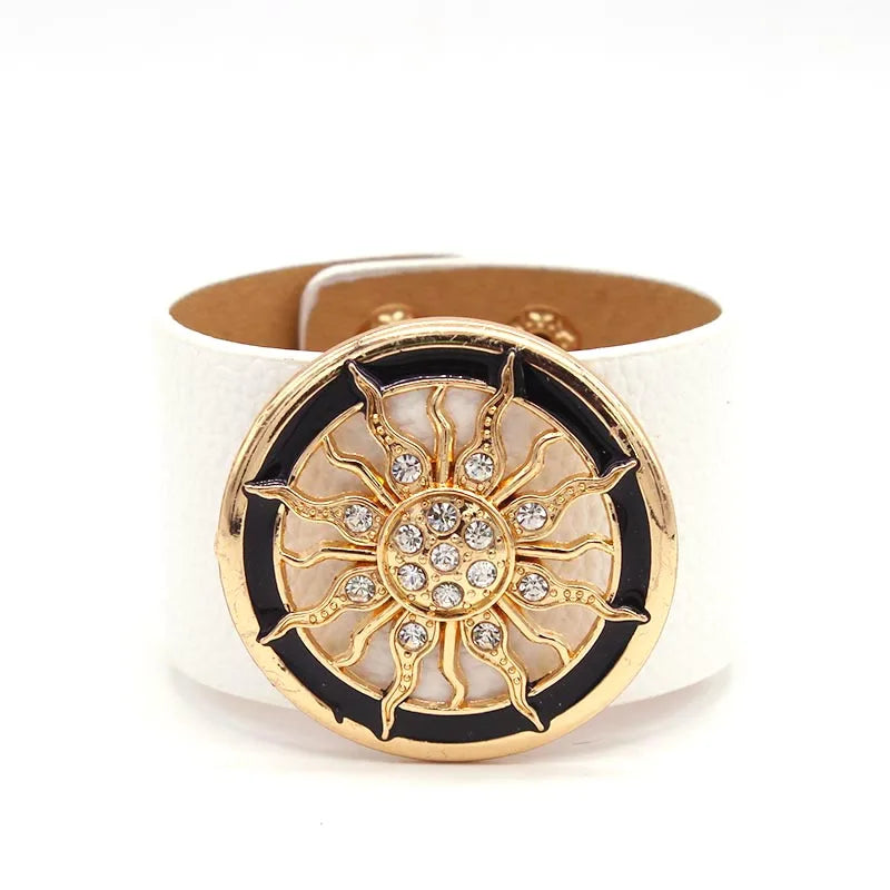 Leather Wide Circle Buckle Bracelet