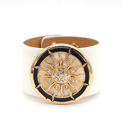 Leather Wide Circle Buckle Bracelet