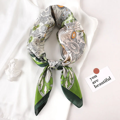 Luxury Silk Square Plaid Satin Scarf