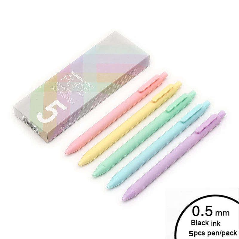 5Pcs/Pack Kaco Gel Pen Kawaii Push Sign Pens with Refill for Gel Pen