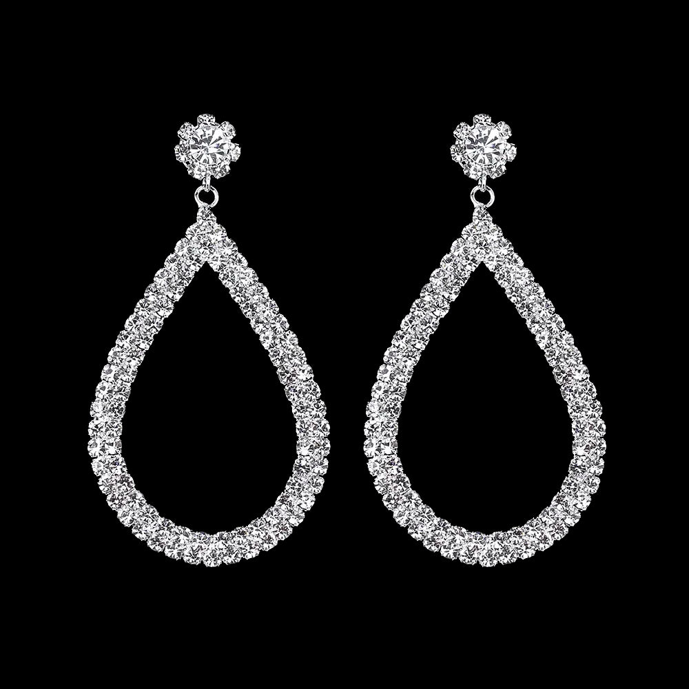 Gold Bridal Drop Simulated Pearl Crystal Statement Earrings