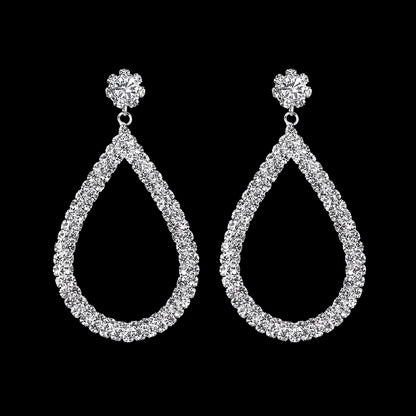 Gold Bridal Drop Simulated Pearl Crystal Statement Earrings