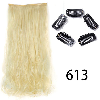 Synthetic Long Straight Clip In One Piece Hair Extension 5 Clips Fake Hair