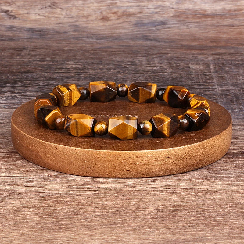 Natural Faceted Tiger Eyes Stone Reiki Bracelets