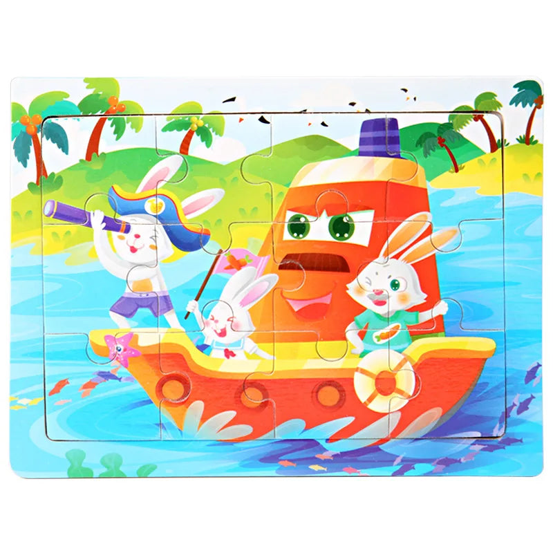 15*11cm 3D Puzzle Cartoon Animals Wood Puzzle Kids