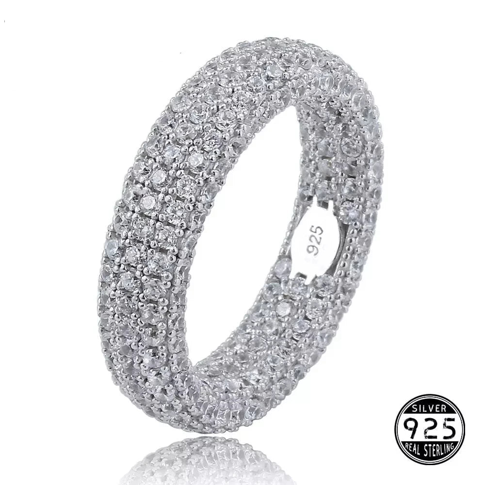 925 Sterling Silver Stamp Full Iced Out Cubic Zirconia Rings