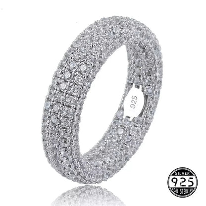 925 Sterling Silver Stamp Full Iced Out Cubic Zirconia Rings