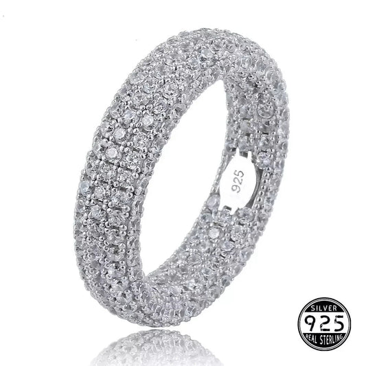 925 Sterling Silver Stamp Full Iced Out Cubic Zirconia Rings