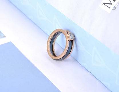 Titanium Stainless Steel Ceramic Crystal Rings