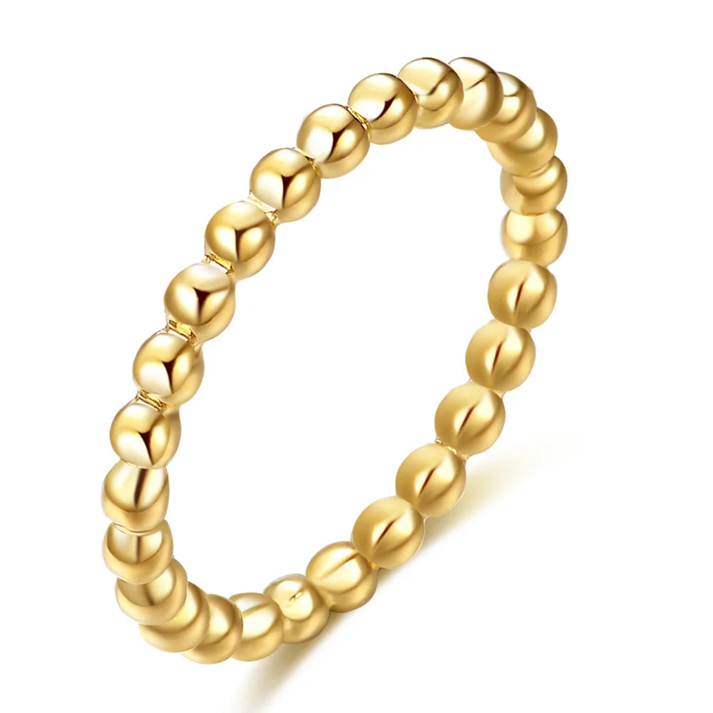 Beads Water Ripple Beaded Stainless Steel Mini Rings
