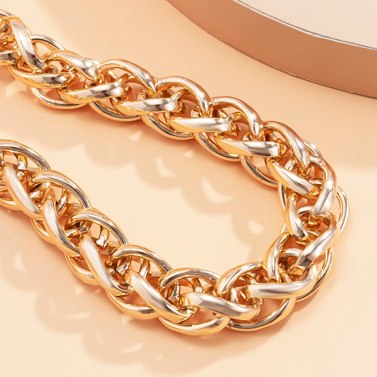 Punk Gold Color Metal Handmade Short Necklace