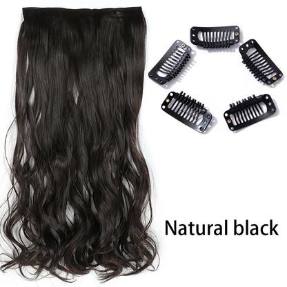 Synthetic Long Straight Clip In One Piece Hair Extension 5 Clips Fake Hair