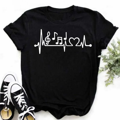 Funny Music Art Short Sleeves Black T-shirt