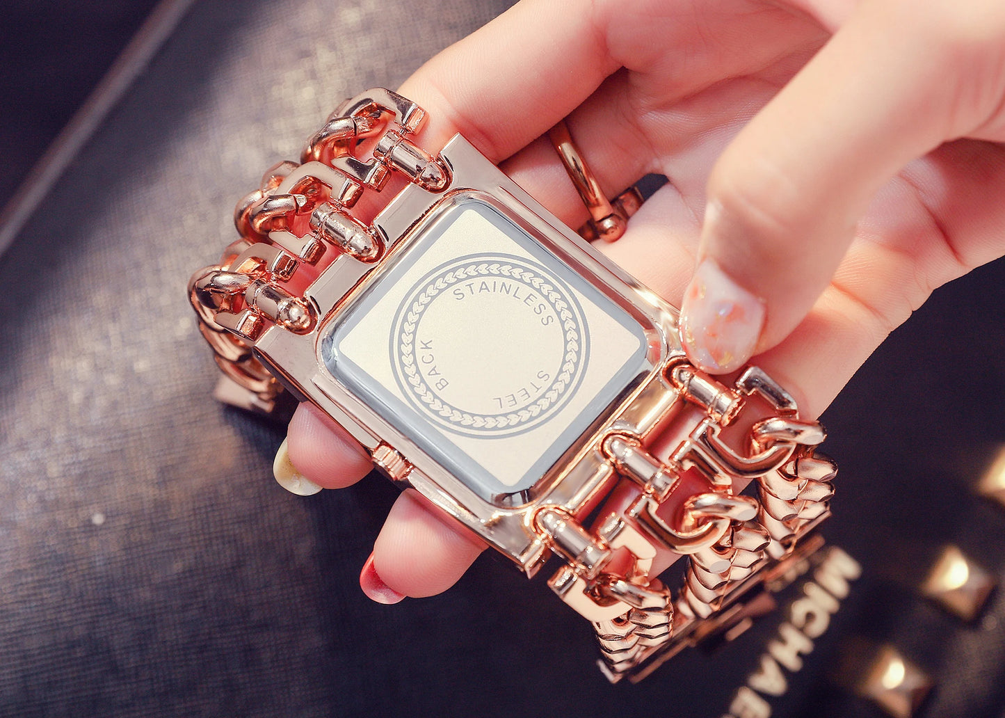 Three Chain Rhinestone Quartz Wrist Watches