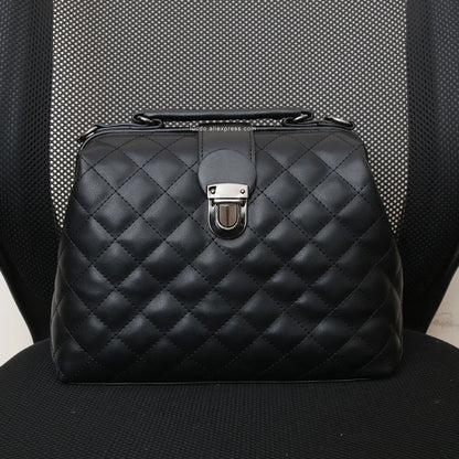 Plaid Rivets Design Doctor Crossbody High Quality PU Leather Tote Bags